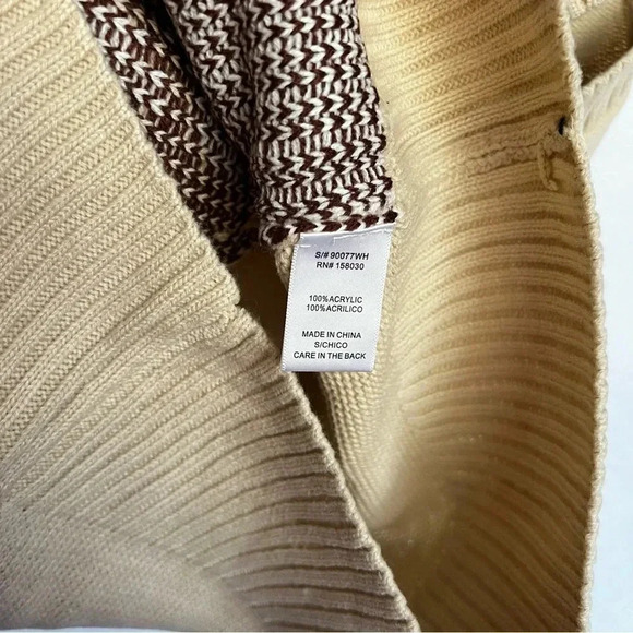 Argyle Sweater Vest V-Neck Soft Cozy Knitted Cream/Beige Soft - Picture 7 of 7